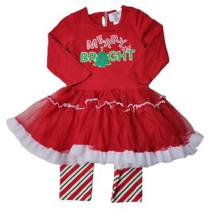 NWT Counting Daisies Toddler & Girls Holiday Tutu Set 'Merry & Bright' 2T